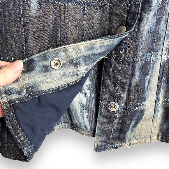 Vintage Chico's Size 3 Raw Edge Metallic Snap Front Tie Dye Shacket Women's XL - Picture 6 of 9